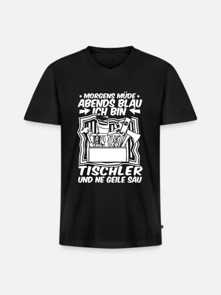 Zimmermann Tischler Schreiner - Männer Premium Bio T-Shirt mit V-Ausschnitt - Schwarz