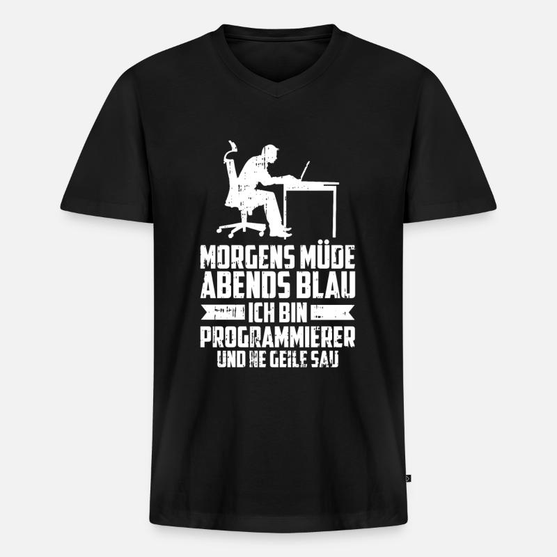 Entwickler Coder Programmierer - Männer Premium Bio T-Shirt mit V-Ausschnitt - Schwarz
