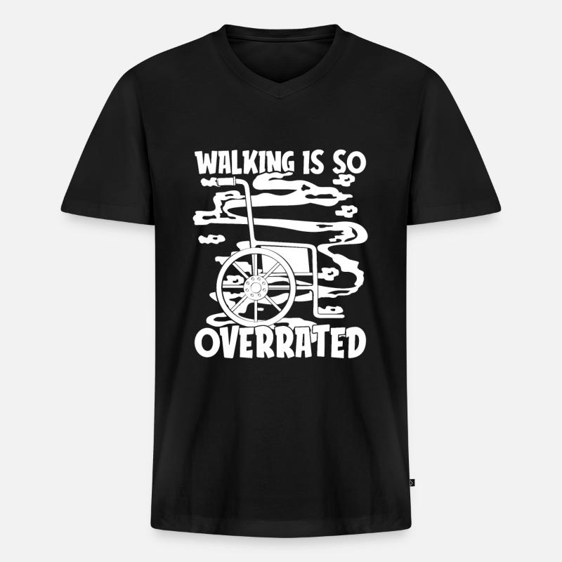 Rollstuhl Rollstuhlfahrer Witzig - Männer Premium Bio T-Shirt mit V-Ausschnitt - Schwarz