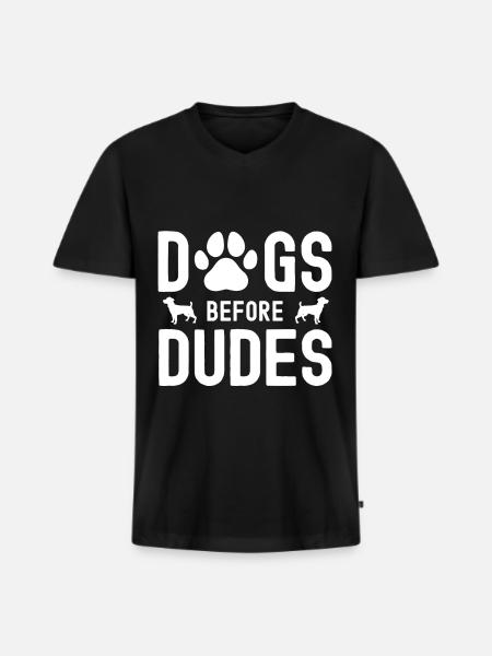 Chiens devant Dudues 1 - T-shirt encolure en V Premium bio Homme - noir