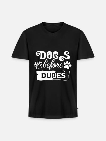 Hunde vor Kerlen - Männer Premium Bio T-Shirt mit V-Ausschnitt - Schwarz