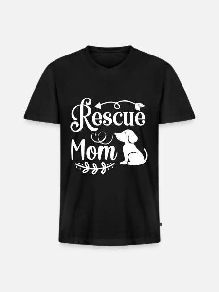 Rescue Mama - Chiot et flèche - T-shirt encolure en V Premium bio Homme - noir