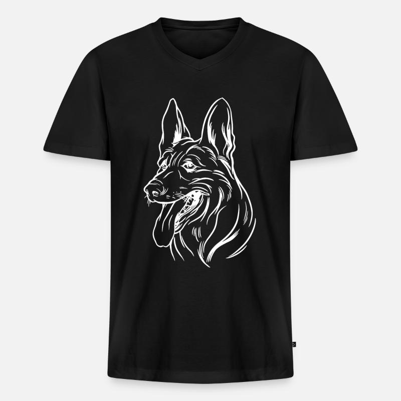 Belgischer Schäferhund - Männer Premium Bio T-Shirt mit V-Ausschnitt - Schwarz