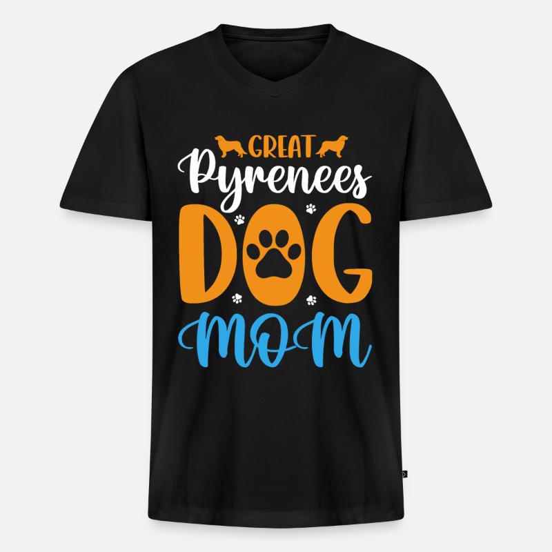 Great Pyrenees Hundemama - Männer Premium Bio T-Shirt mit V-Ausschnitt - Schwarz