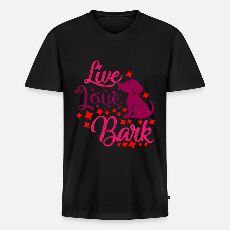 Liebe leben bellen - Männer Premium Bio T-Shirt mit V-Ausschnitt - Schwarz