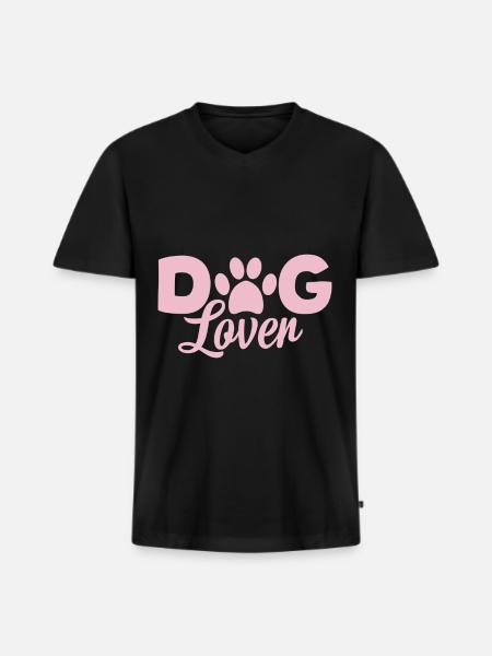 Dog lovers - Pink Paw - Men's Premium Organic T-shirt with V-neck - black