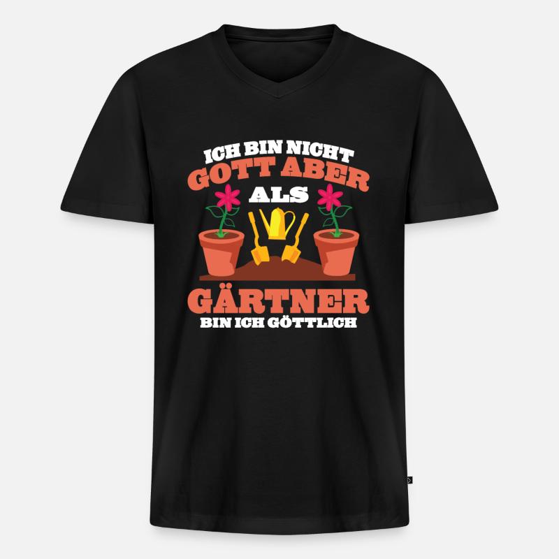 Hobbygärtner Garten Gott - Männer Premium Bio T-Shirt mit V-Ausschnitt - Schwarz