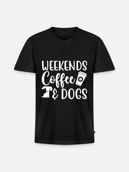 Weekend coffee _ Dogs - Men's Premium Organic T-shirt with V-neck - black