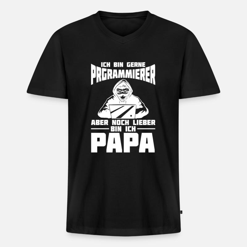 Entwickler Coder Programmierer Vater - Männer Premium Bio T-Shirt mit V-Ausschnitt - Schwarz