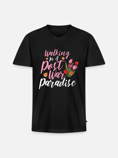 Tulipes Paradis Tulipes - T-shirt encolure en V Premium bio Homme - noir