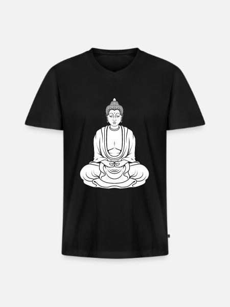 Buddha Buddhist - Men's Premium Organic T-shirt with V-neck - black