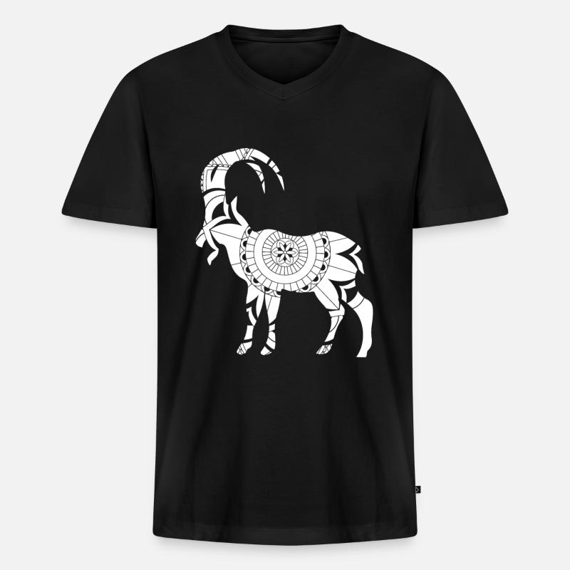 Sternzeichen Steinbock Symbol - Männer Premium Bio T-Shirt mit V-Ausschnitt - Schwarz
