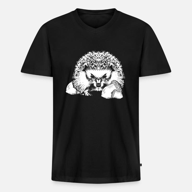 Stachelschwein Eichel - Männer Premium Bio T-Shirt mit V-Ausschnitt - Schwarz