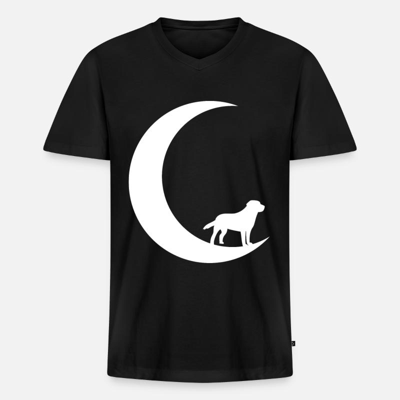 Mondsichel - Hund - - Männer Premium Bio T-Shirt mit V-Ausschnitt - Schwarz