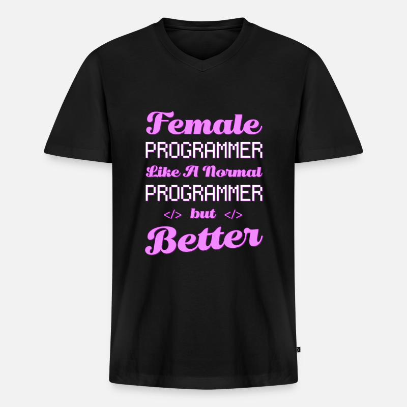Developer Coder Programmer Female - Men's Premium Organic T-shirt with V-neck - black