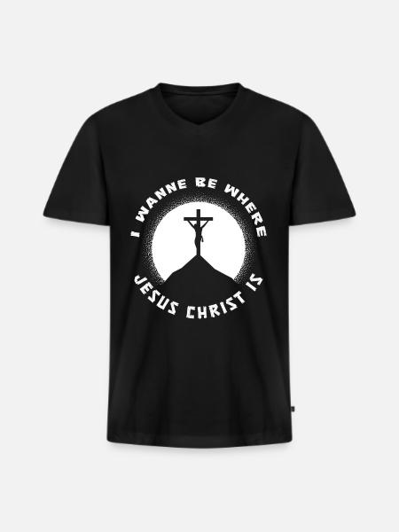 Christ Christianity - Men's Premium Organic T-shirt with V-neck - black