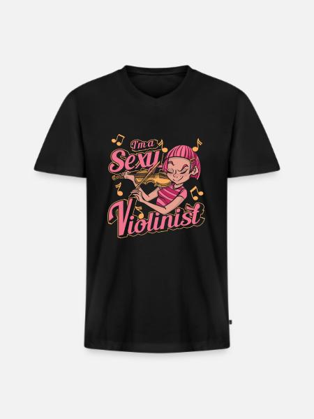 Violon Violon - T-shirt encolure en V Premium bio Homme - noir