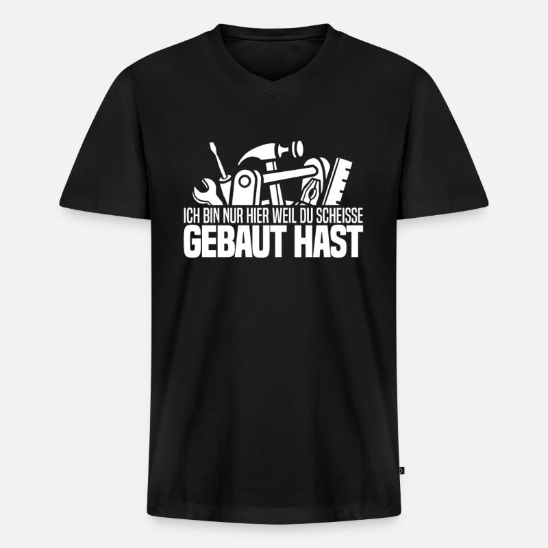 Rohrleitungsbauer Hammer - Männer Premium Bio T-Shirt mit V-Ausschnitt - Schwarz