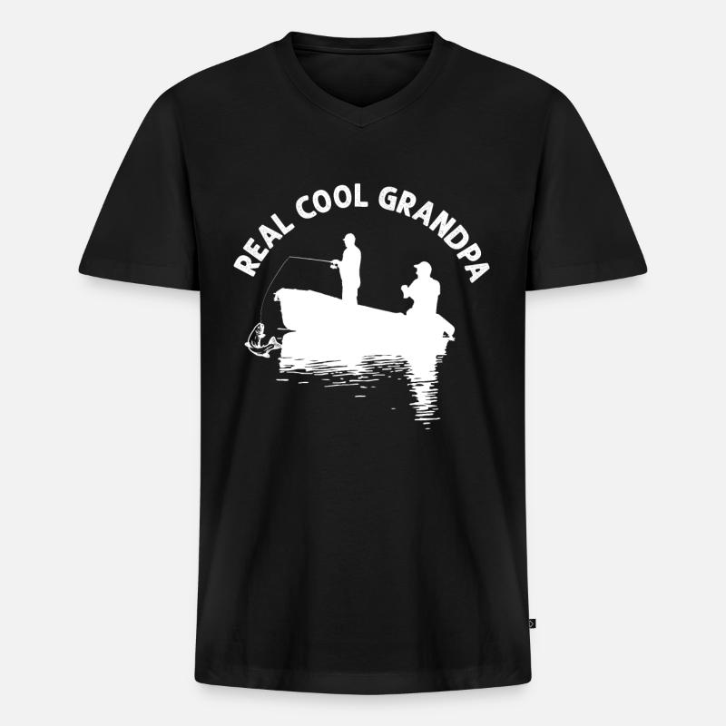 Echt cooler Opa - - Männer Premium Bio T-Shirt mit V-Ausschnitt - Schwarz