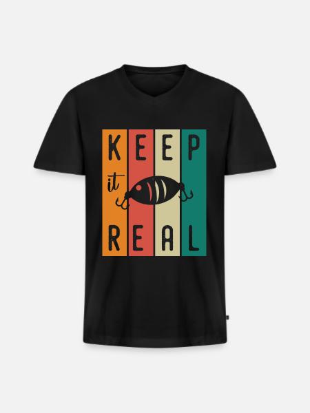 Keep It Real - - Men's Premium Organic T-shirt with V-neck - black