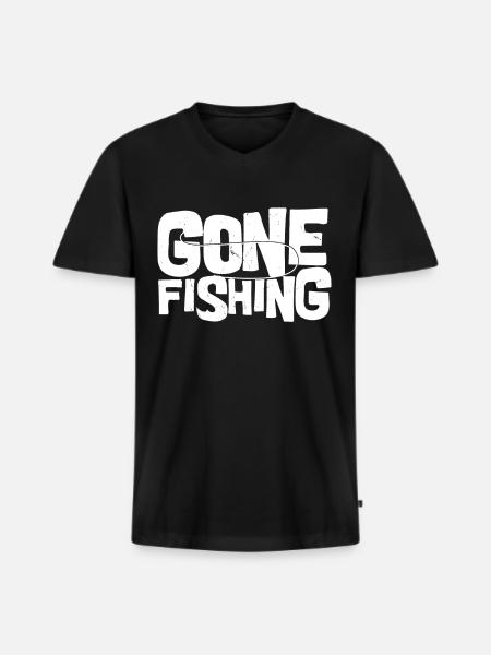 Fishing went - - Men's Premium Organic T-shirt with V-neck - black