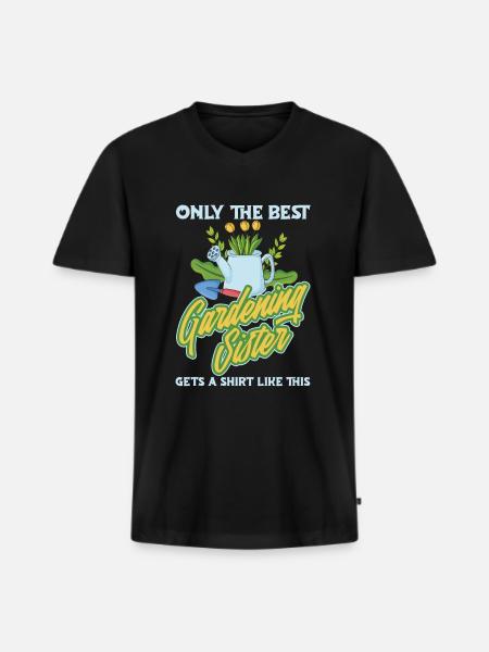 Hobbygärtner Garten Schwester - Männer Premium Bio T-Shirt mit V-Ausschnitt - Schwarz