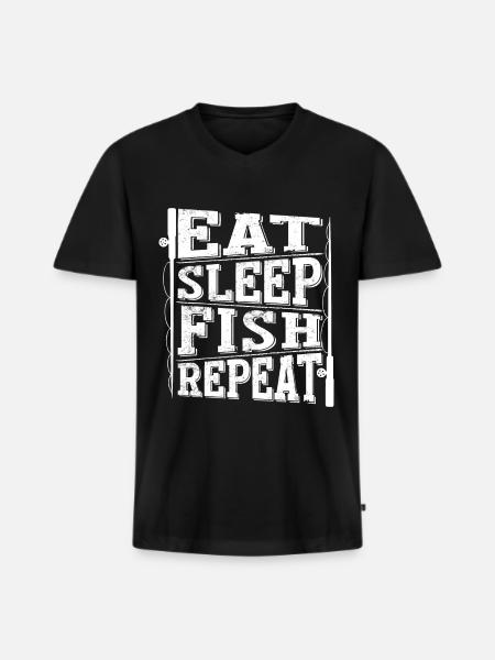 Eat Sleep Fish Repeat 2 - - Men's Premium Organic T-shirt with V-neck - black