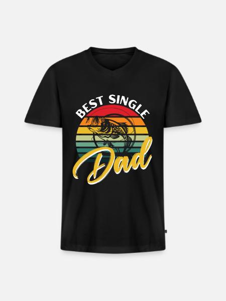Best single father -. - Men's Premium Organic T-shirt with V-neck - black