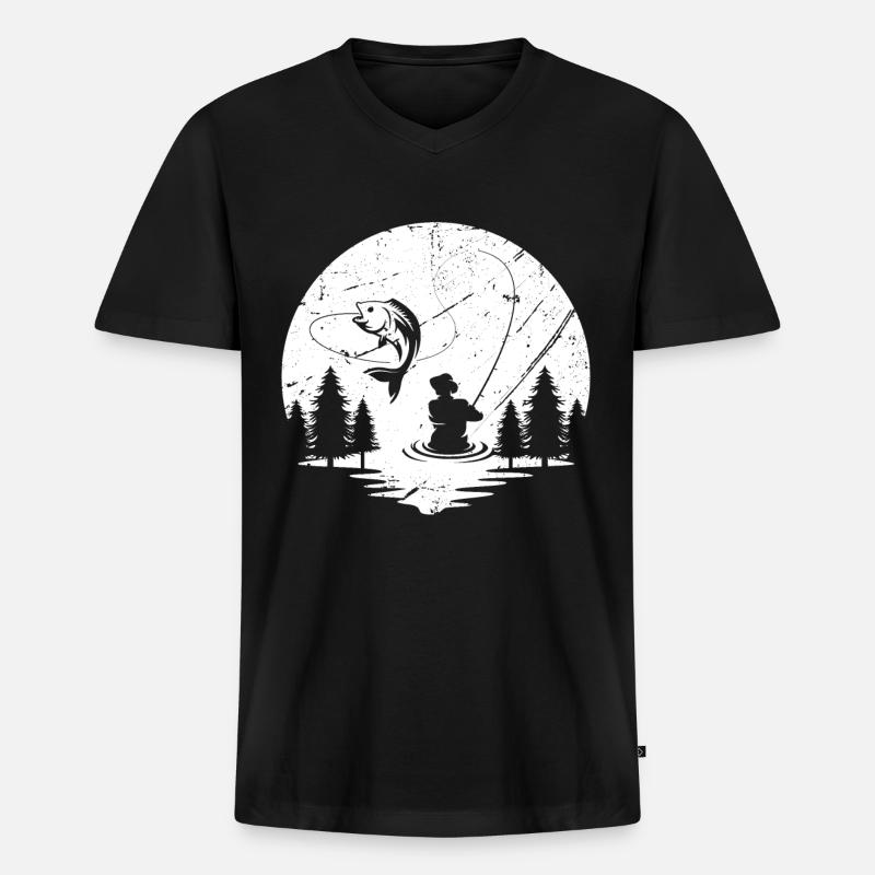 Angeln - Männer Premium Bio T-Shirt mit V-Ausschnitt - Schwarz