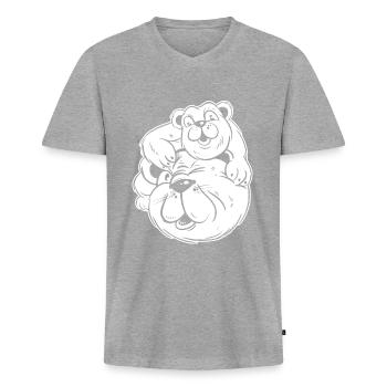 Vatertag Papa Tragen - Männer Premium Bio T-Shirt mit V-Ausschnitt - Grau meliert - Vorne