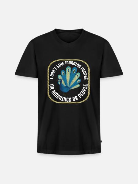 Peacock Bird - Men's Premium Organic T-shirt with V-neck - black