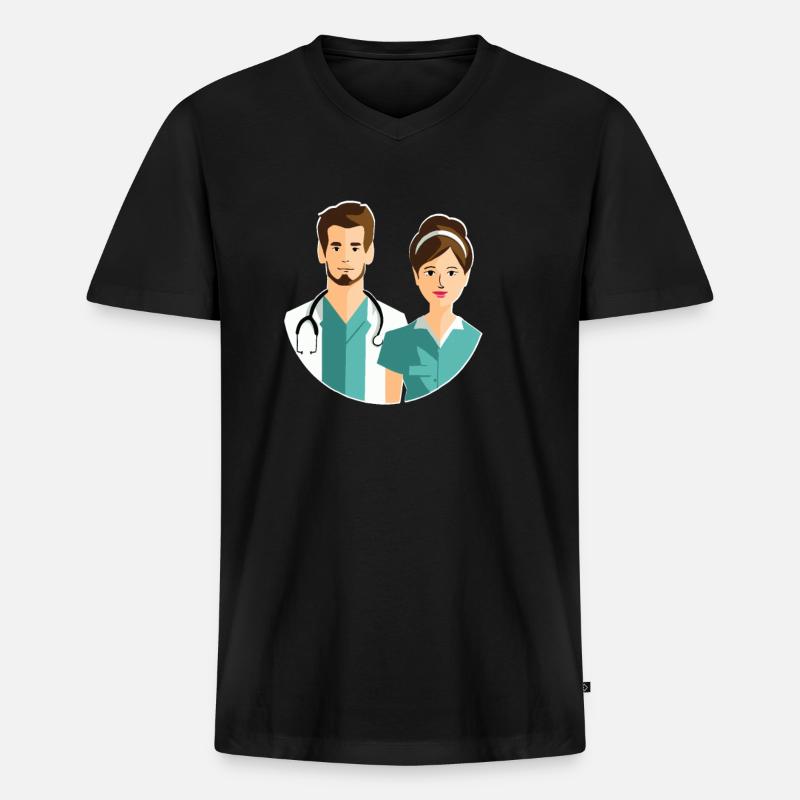 Krankenschwester - Männer Premium Bio T-Shirt mit V-Ausschnitt - Schwarz