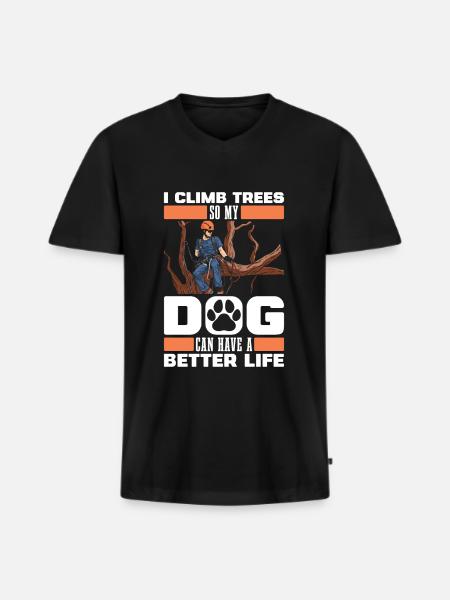 Arborist Tree Climber Arborist Dog - Men's Premium Organic T-shirt with V-neck - black