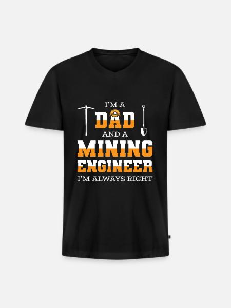Engineer Papa Mining Engineer - Men's Premium Organic T-shirt with V-neck - black
