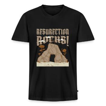 Christ Christentum Grab - Männer Premium Bio T-Shirt mit V-Ausschnitt - Schwarz - Vorne - Nico (187cm)