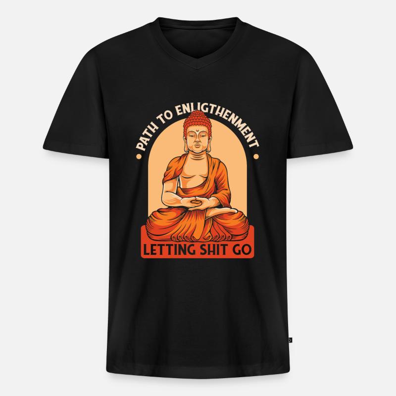 Buddha Buddhist Lustig - Männer Premium Bio T-Shirt mit V-Ausschnitt - Schwarz