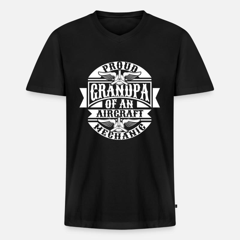 Flugzeug Mechaniker - Männer Premium Bio T-Shirt mit V-Ausschnitt - Schwarz