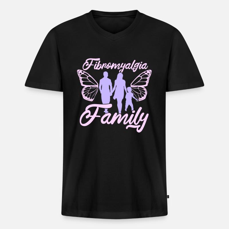 Fibromyalgie Rheuma - Männer Premium Bio T-Shirt mit V-Ausschnitt - Schwarz