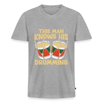 Spielmannszug Drums Lustig - Men's Premium Organic T-shirt with V-neck - heather grey - Front