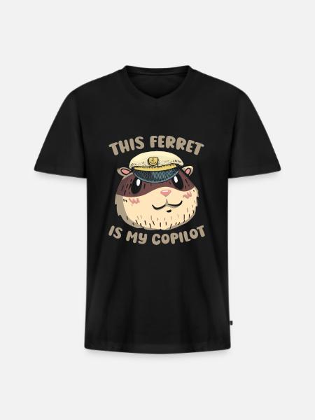 Ferret polecat co-pilot - Men's Premium Organic T-shirt with V-neck - black