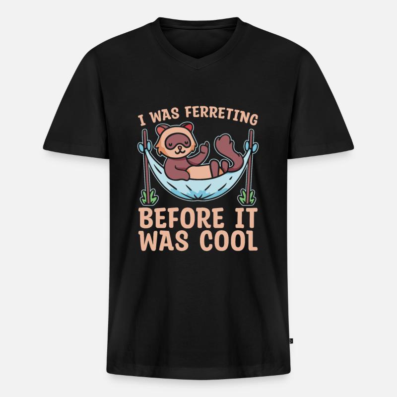 Frettchen Iltis Witzig - Männer Premium Bio T-Shirt mit V-Ausschnitt - Schwarz