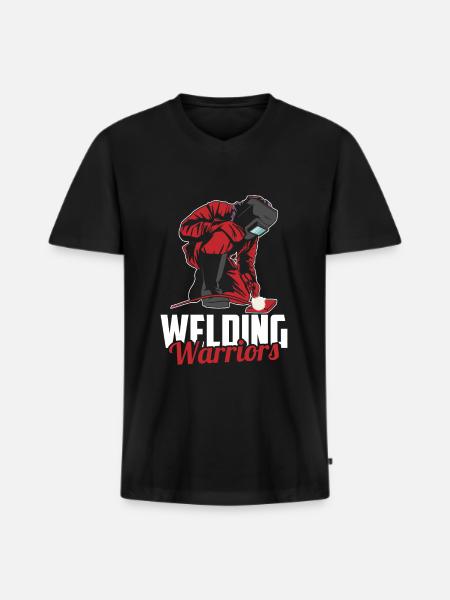 Welders, locksmiths, warriors - Men's Premium Organic T-shirt with V-neck - black