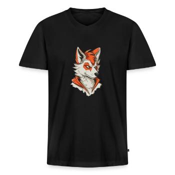 Furry Fandom Fursuits - Men's Premium Organic T-shirt with V-neck - black - Front - Nico (187cm)
