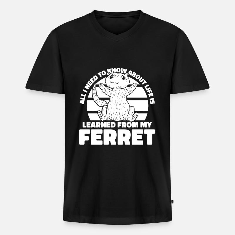 Frettchen Iltis - Männer Premium Bio T-Shirt mit V-Ausschnitt - Schwarz