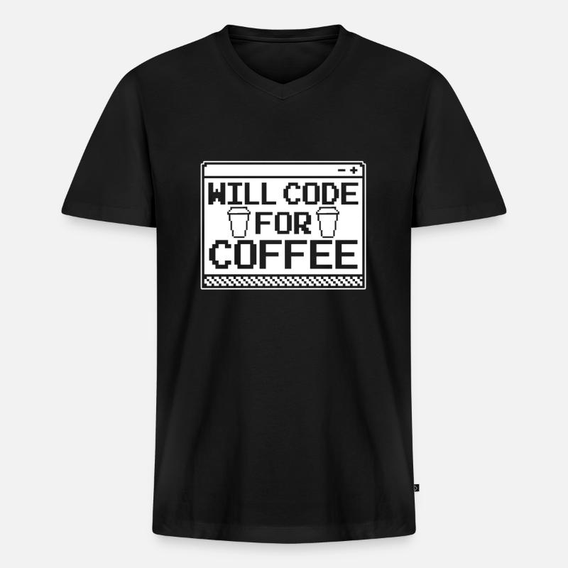 Developer Coder Programmer Coffee - T-shirt encolure en V Premium bio Homme - noir