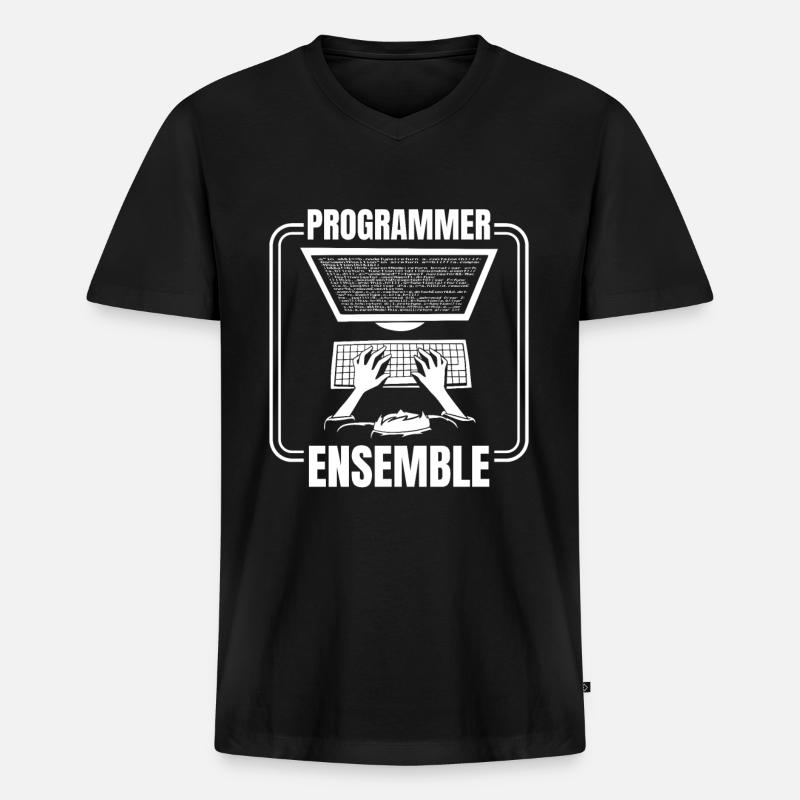 Entwickler Coder Programmierer Computer - Männer Premium Bio T-Shirt mit V-Ausschnitt - Schwarz