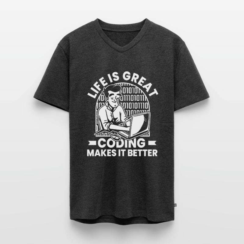 Entwickler Coder Programmierer Humor Männer Premium Bio T-Shirt mit V-Ausschnitt