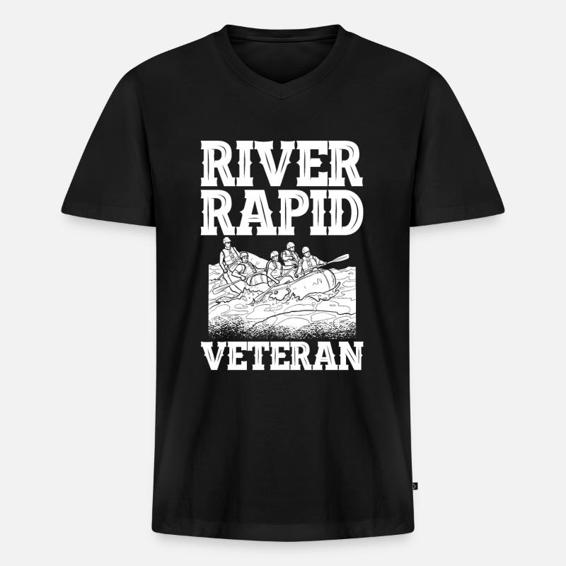 Rafting Wildwasser Rafting - Männer Premium Bio T-Shirt mit V-Ausschnitt - Schwarz