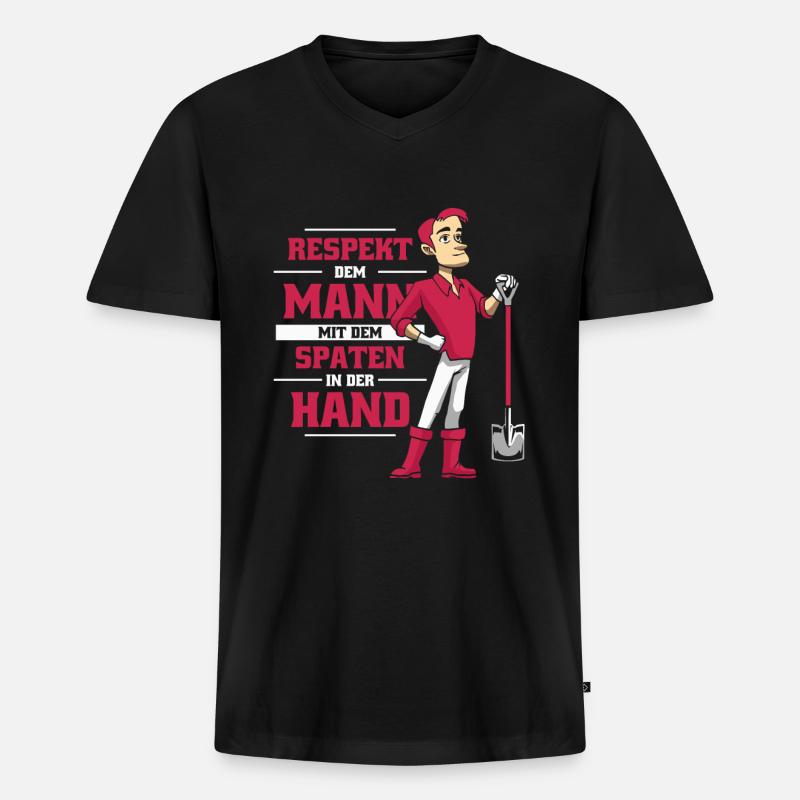 Hobbygärtner Garten - Männer Premium Bio T-Shirt mit V-Ausschnitt - Schwarz