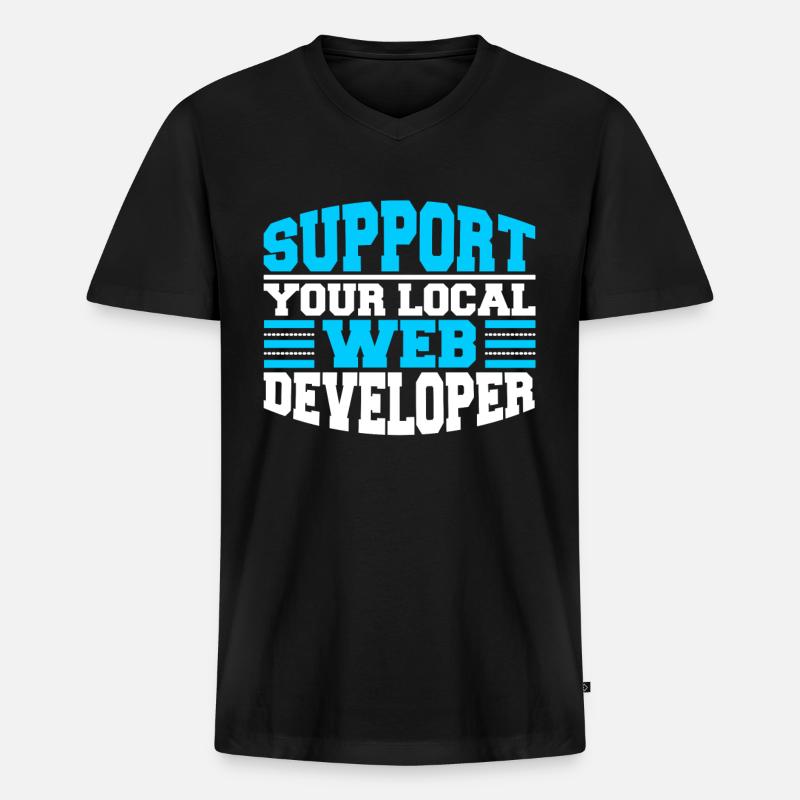 Web Entwickler Webdeveloper Unterstützung - Männer Premium Bio T-Shirt mit V-Ausschnitt - Schwarz
